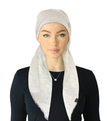 Cherie SP325A-WH/G White/Gold Adjustable Pre-Tied Open Back Bandanna Myselflingerie.com